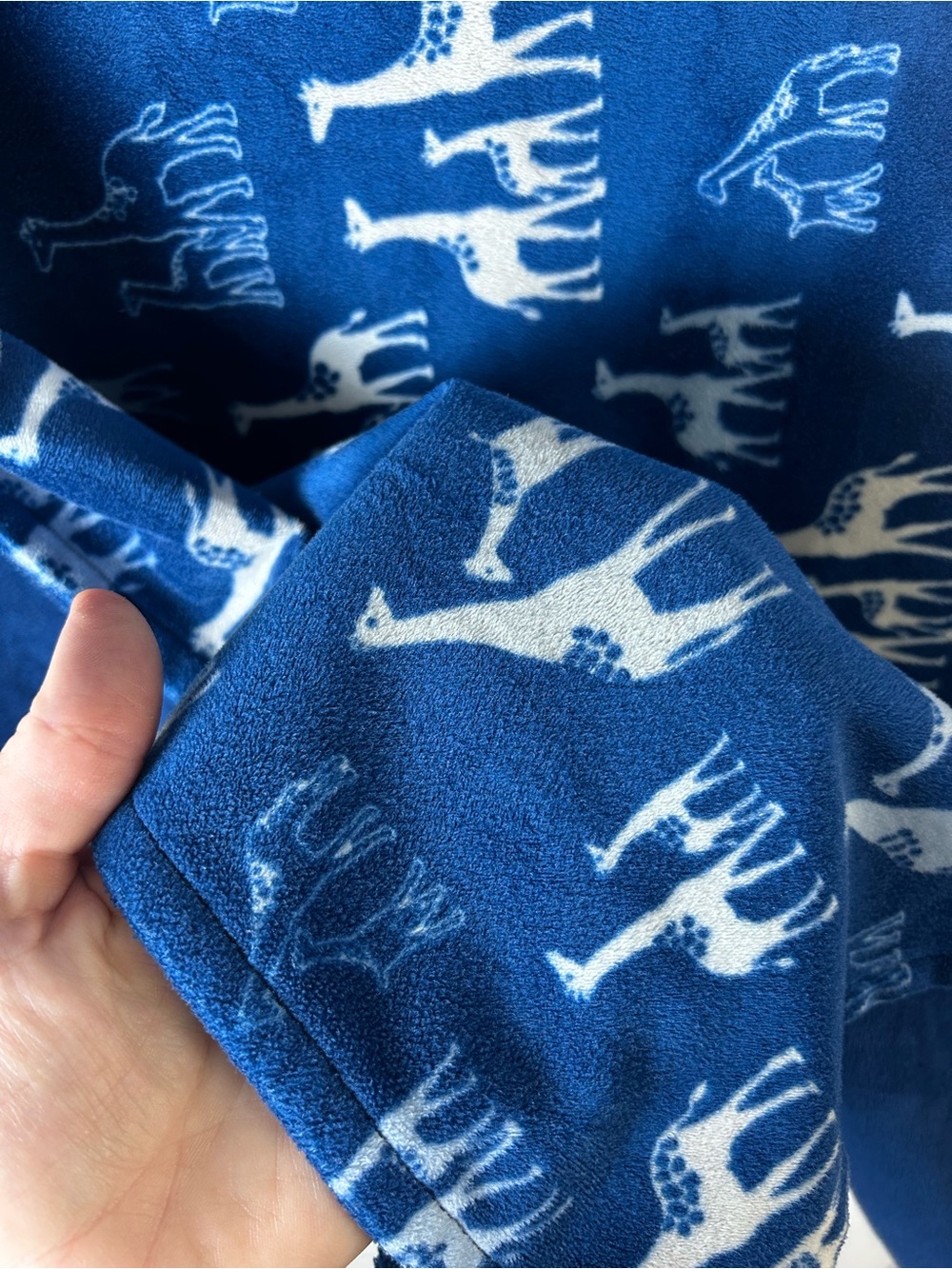 NoJo Blue White Giraffes Baby Blanket Gray Light Tan Safari Animal Print - Picture 4 of 9